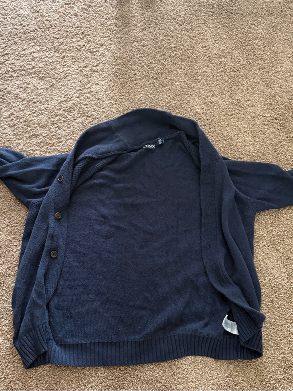 Chaps Navy Shawl Collar Cardigan
